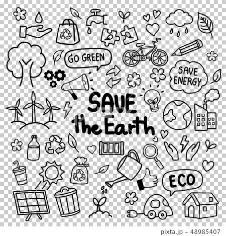 Save the Earth hand drawn doodles concept Save the Earth hand drawn doodles concept 48985407