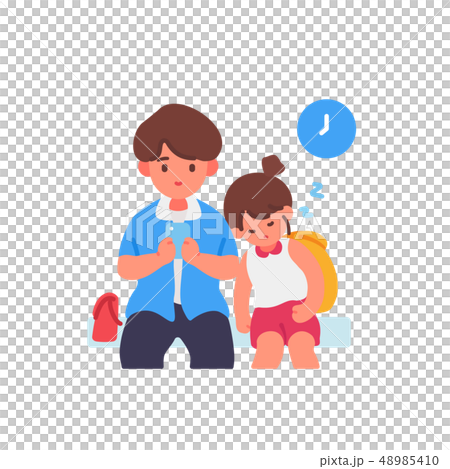 Father and Daughter sit and waiting concept Father and Daughter sit and waiting concept 48985410