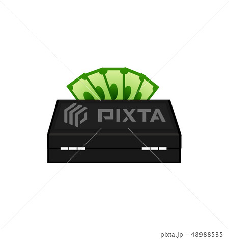 big black suitcase with money. isolate vector. big black suitcase with money. isolate vector. 48988535