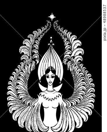 beautiful swan princess with a crown. vector. 48988537
