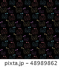 Cat face and fish bone pattern background. 48989862