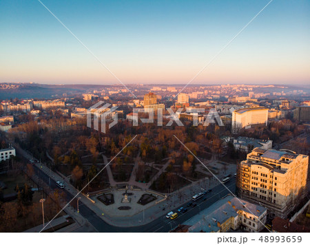 Stefan cel mare central boulevard at sunrise 48993659