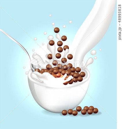 Milk splash in a bowl Vector realistic. Blue 48993818