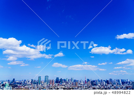 青空の東京 大都市風景 コントラスト強 青空の東京 大都市風景 コントラスト強 48994822
