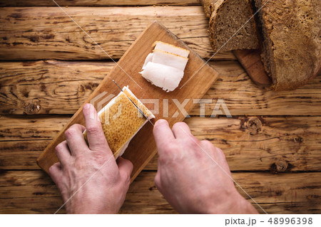 cut the fat on the board, top view 48996398