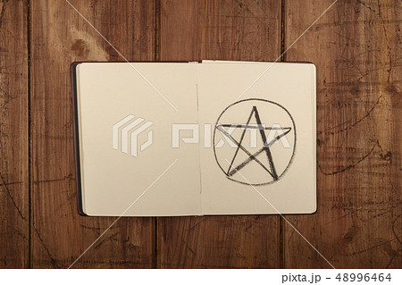 An overhead photo of an open grimoire with copy space An overhead photo of an open grimoire with copy space 48996464