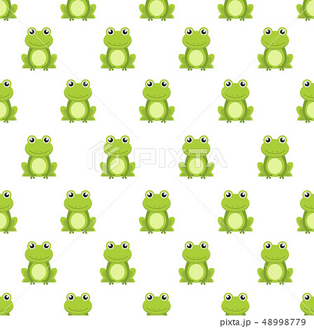 Seamless pattern cute green frog cartoon character 48998779