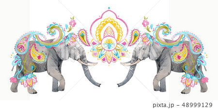 Watercolor Elephant Illustrationのイラスト素材