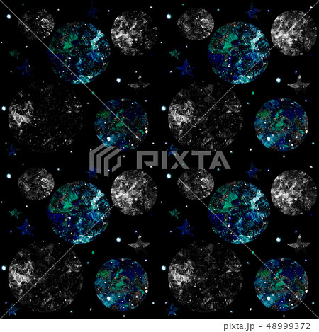 Space seamless pattern on black background 48999372