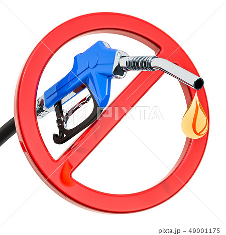 Gas pump nozzle with forbidden sign, 3D rendering Gas pump nozzle with forbidden sign, 3D rendering 49001175