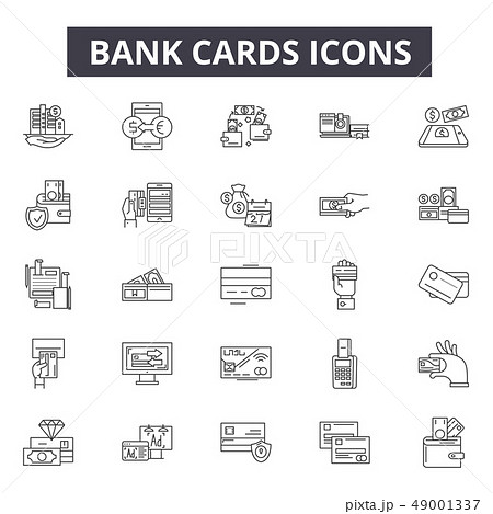 Bank cards line icons for web and mobile design. Editable stroke signs. Bank cards outline concept 49001337