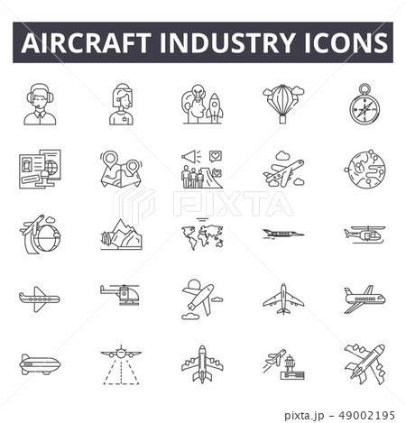 Aircraft industry line icons. Editable stroke signs. Concept icons: aviation, jet, airplane, aerial Aircraft industry line icons. Editable stroke signs. Concept icons: aviation, jet, airplane, aerial 49002195