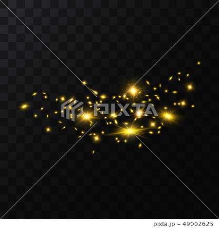 Realistic Detailed 3d Golden Star Light Sparkles. Vector 49002625