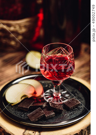 Homemade red currant nalivka and chocolate with 49002749