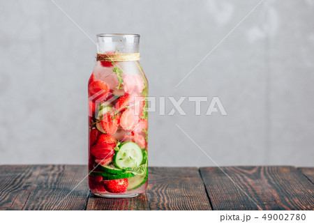 Infused Water with Strawberry, Cucumber and Thyme. 49002780