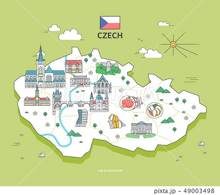 チェコ ランドマーク 旅行のイラスト素材