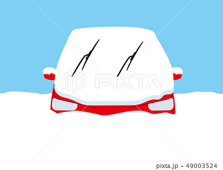 雪に埋まった乗用車のイラスト素材