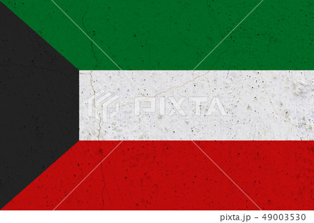 kuwait flag on concrete wall 49003530