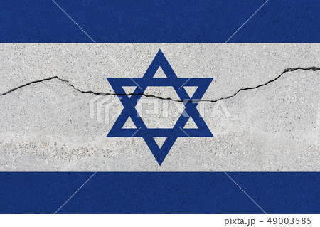 Israel flag on concrete wall with crack Israel flag on concrete wall with crack 49003585