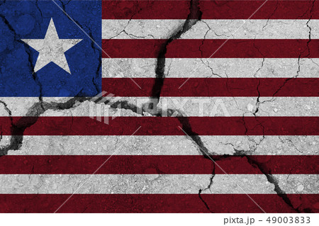 Liberia flag on the cracked earth 49003833