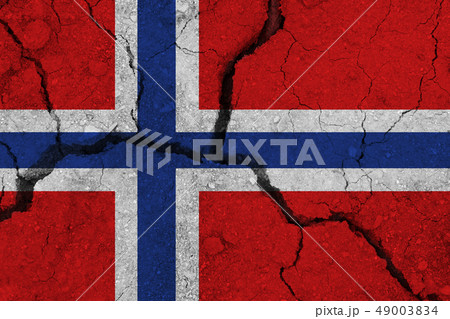 Norway flag on the cracked earth 49003834