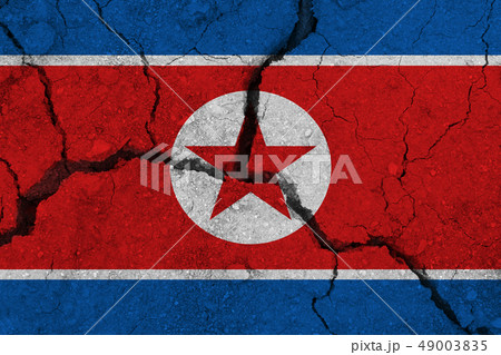 North Korea flag on the cracked earth 49003835