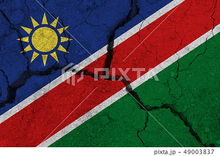 Namibia flag on the cracked earth 49003837