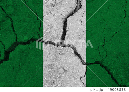 Nigeria flag on the cracked earth 49003838
