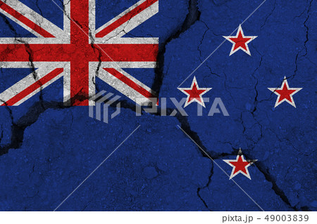 New Zealand flag on the cracked earth 49003839