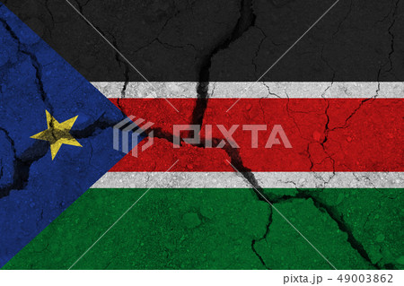 South Sudan flag on the cracked earth 49003862