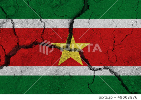 Suriname flag on the cracked earth 49003876