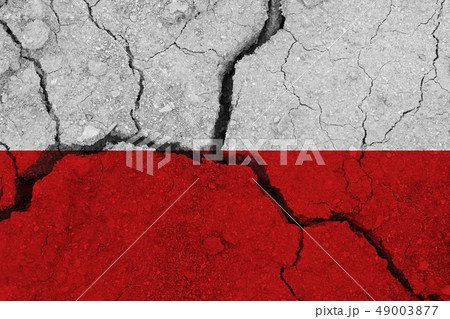 Poland flag on the cracked earth 49003877