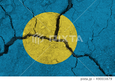 Palau flag on the cracked earth 49003879