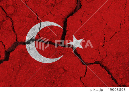 Turkey flag on the cracked earth 49003893
