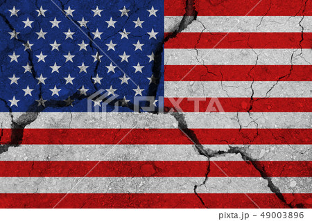 United States flag on the cracked earth 49003896
