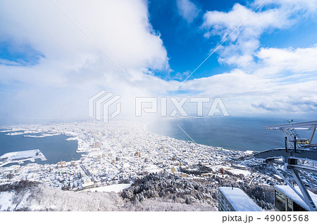 Beautiful landscape and cityscape from Mountain Hakodate for look around city skyline Beautiful landscape and cityscape from Mountain Hakodate for look around city skyline 49005568