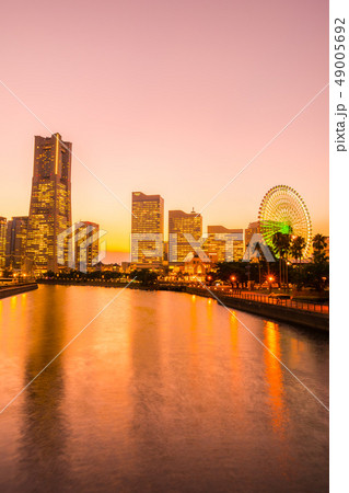 Beautiful architecture building in yokohama city skyline at twilight Beautiful architecture building in yokohama city skyline at twilight 49005692