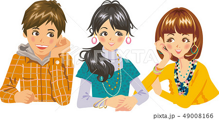男女３人のイラスト素材 49008166 Pixta
