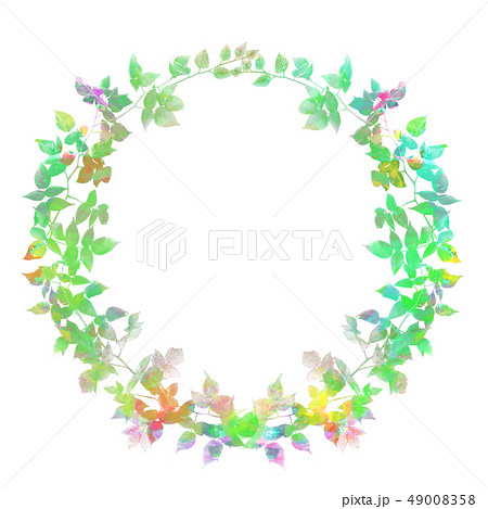 葉　水彩　手描き風　アートワーク 49008358