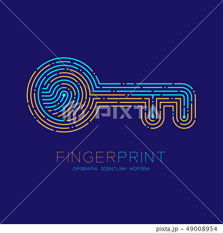 Key shape pattern Fingerprint scan logo icon dash 49008954