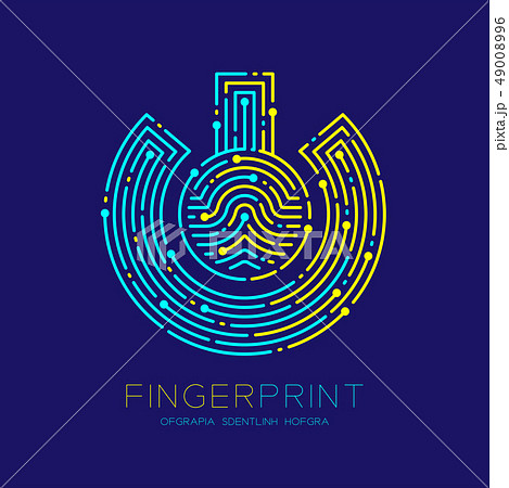 Power sign Fingerprint scan pattern logo dash Power sign Fingerprint scan pattern logo dash 49008996