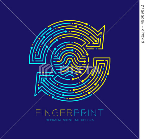 Refresh sign Fingerprint scan pattern logo dash 49009022