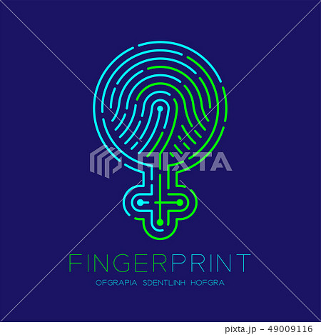 Women sign pictogram pattern Fingerprint scan logo 49009116