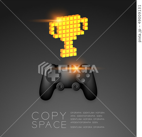 Gamepad or joypad black color with Gold Trophy Cup 49009131