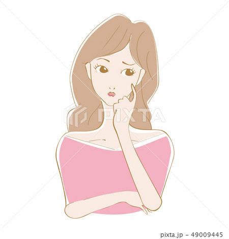 美容　ピンクの洋服の女性　困っている 49009445
