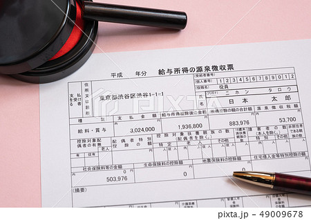 給与所得の源泉徴収票　税務署提出用　確定申告　サラリーマン 49009678