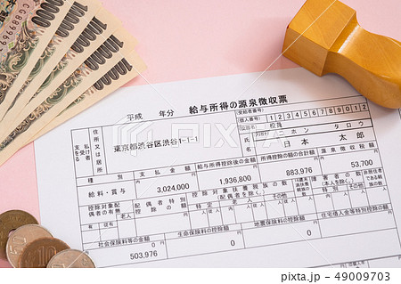 給与所得の源泉徴収票　税務署提出用　確定申告　サラリーマン 49009703