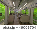 新緑風景を走る叡電「きらら」の客室内い 49009704