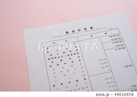 損益計算書　決算書類　ビジネスシーン　PL 49010958