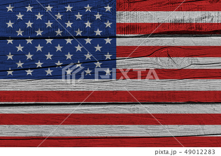 United States flag painted on old wood plank 49012283